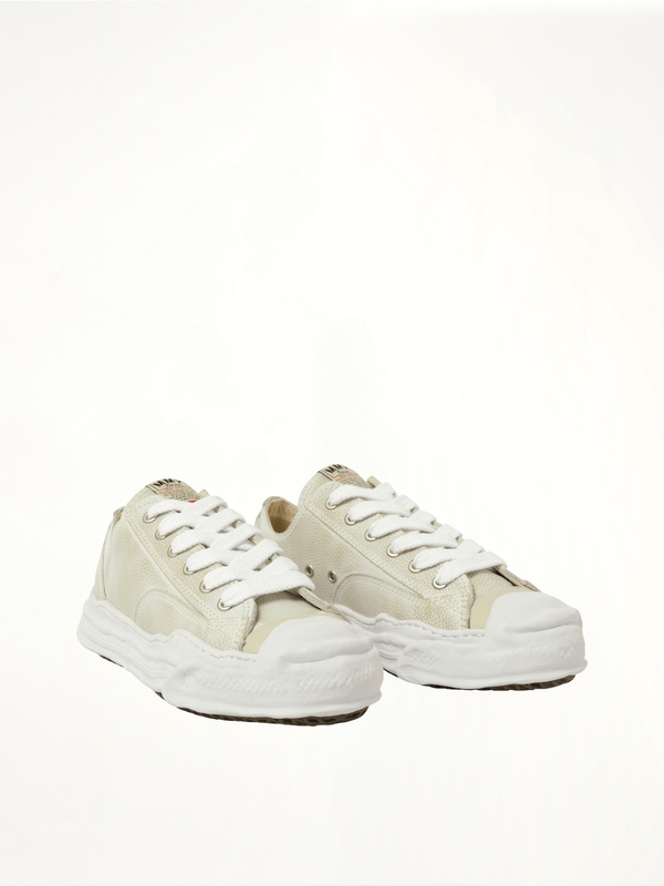 Hank OG Shrink Leahter Sneaker in White Front View | MAISON MIHARA YASUHIRO
