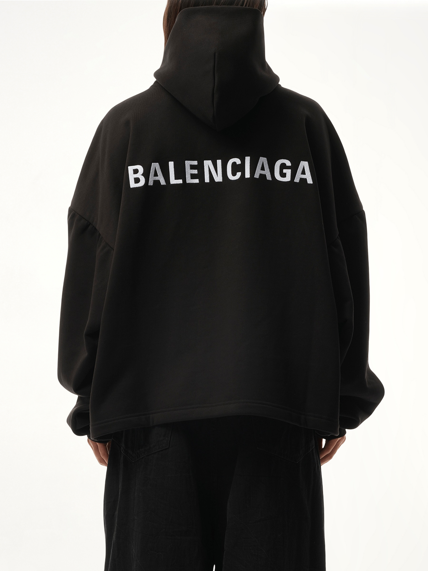 Logo Embroidered Hoodie in Black/White