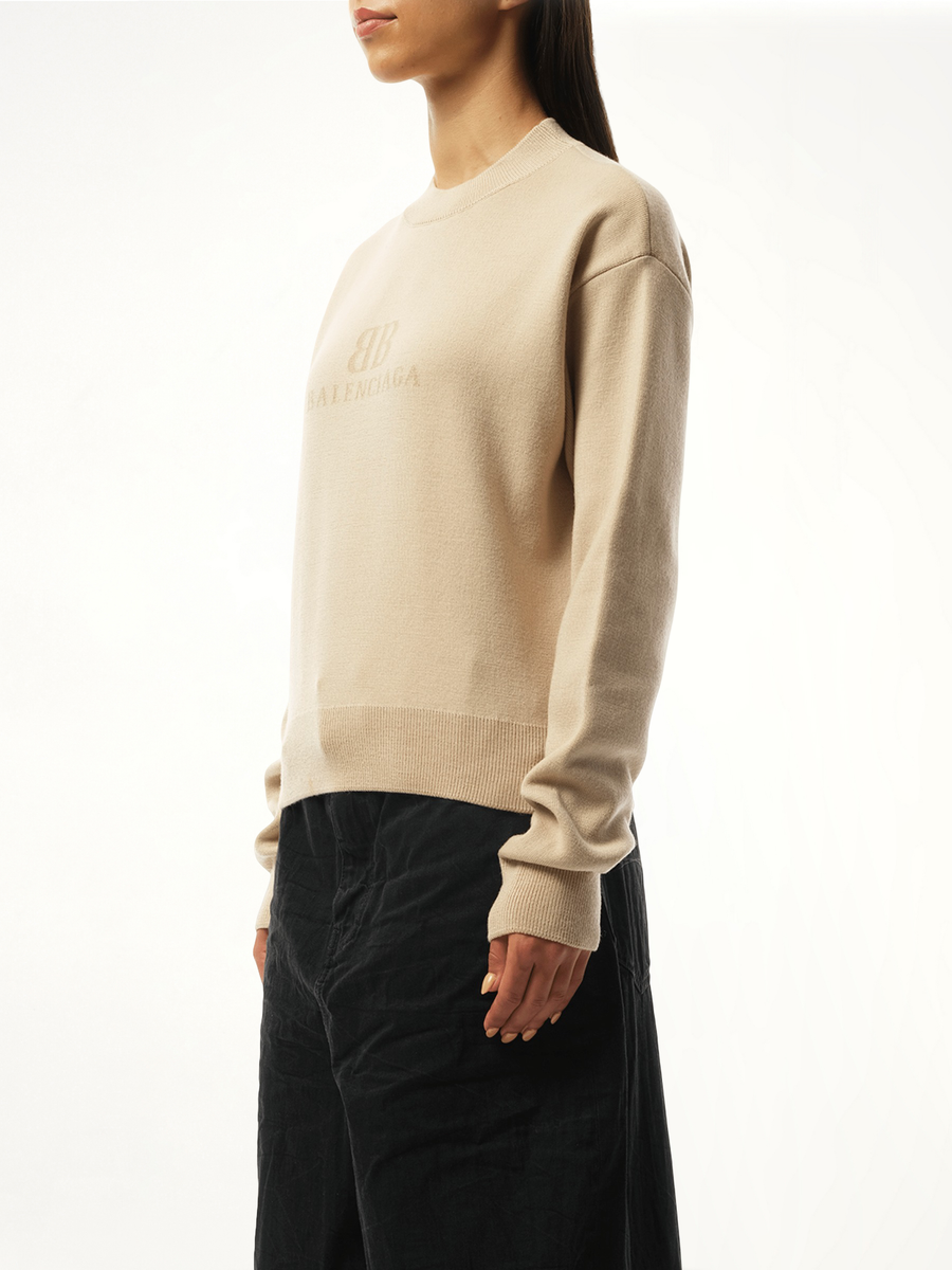 Cropped Sweater in Beige | BALENCIAGA