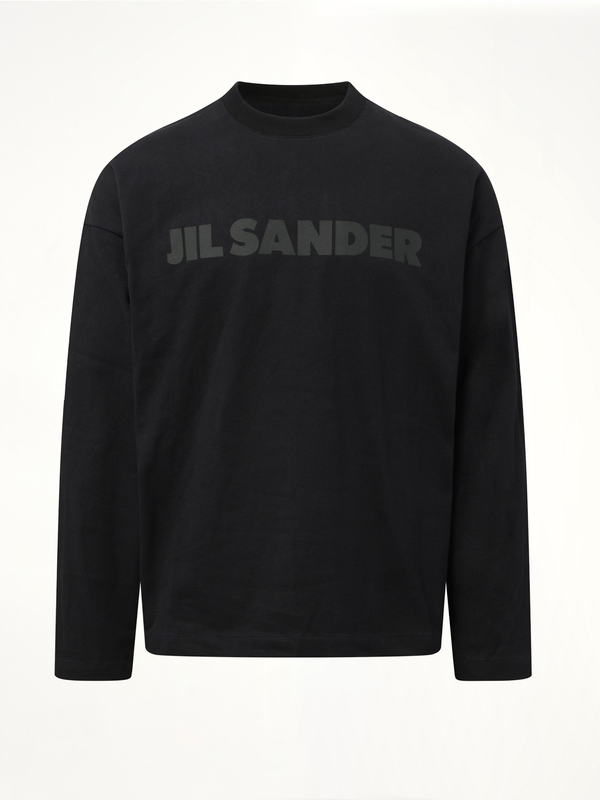 Jil Sander 同色系徽标黑色长袖 T 恤
