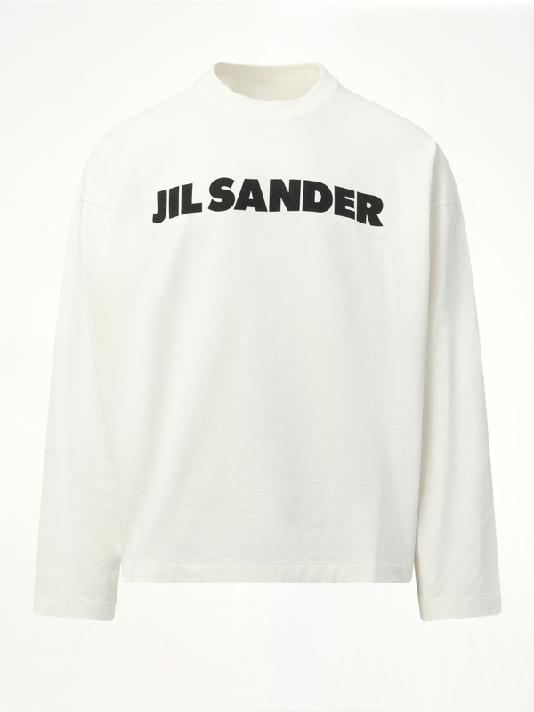 Jil Sander 瓷白色徽标长袖 T 恤