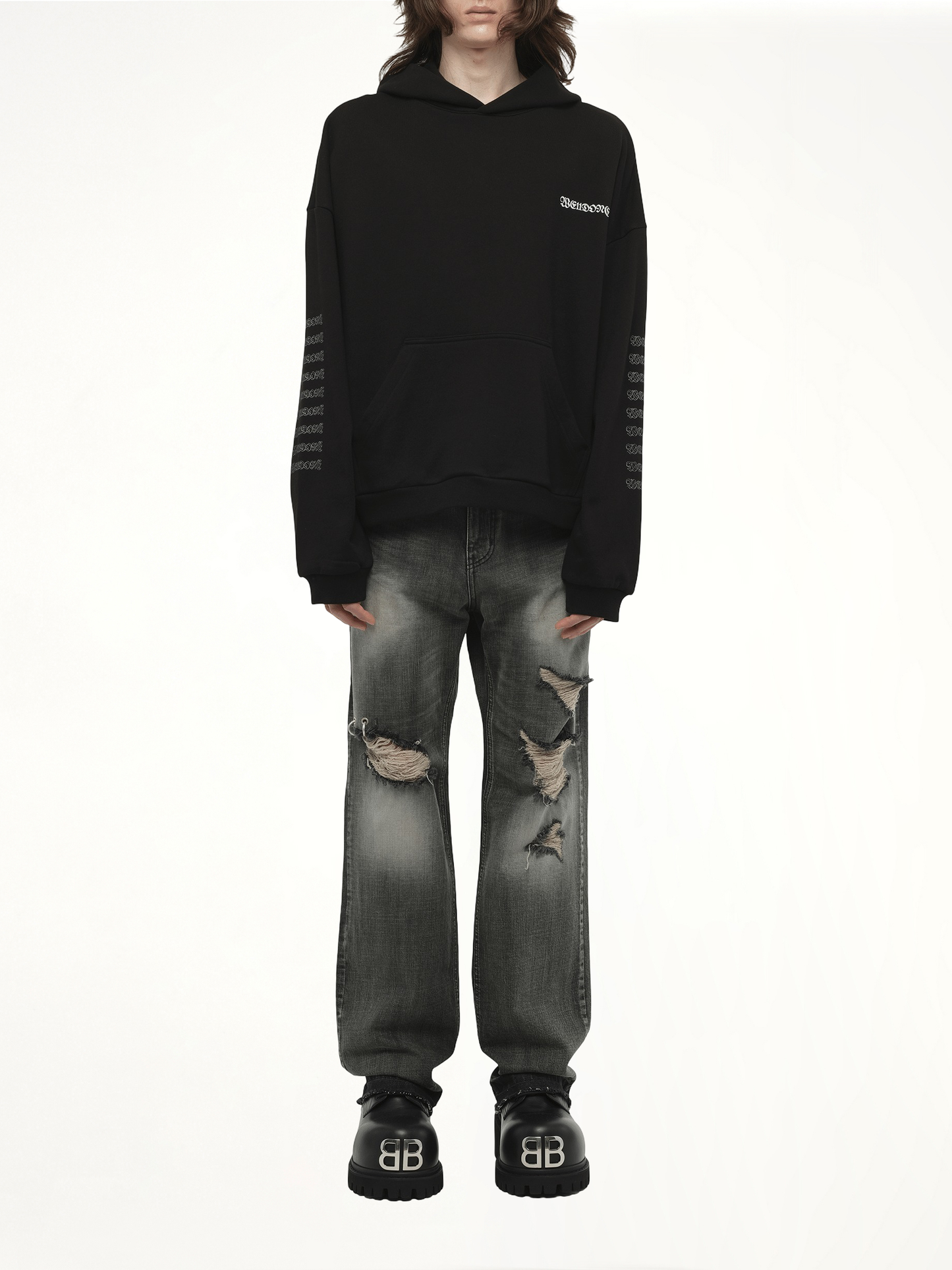 Punk Teddy Hoodie in Black