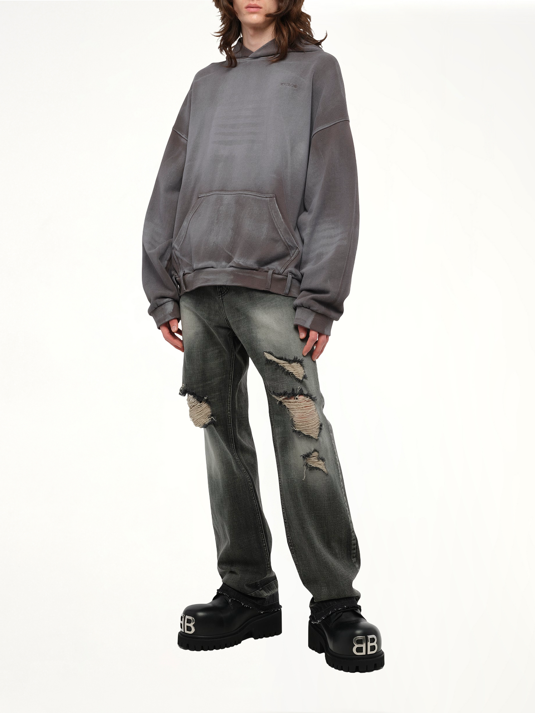 Spray Washed Hoodie in Charcoal