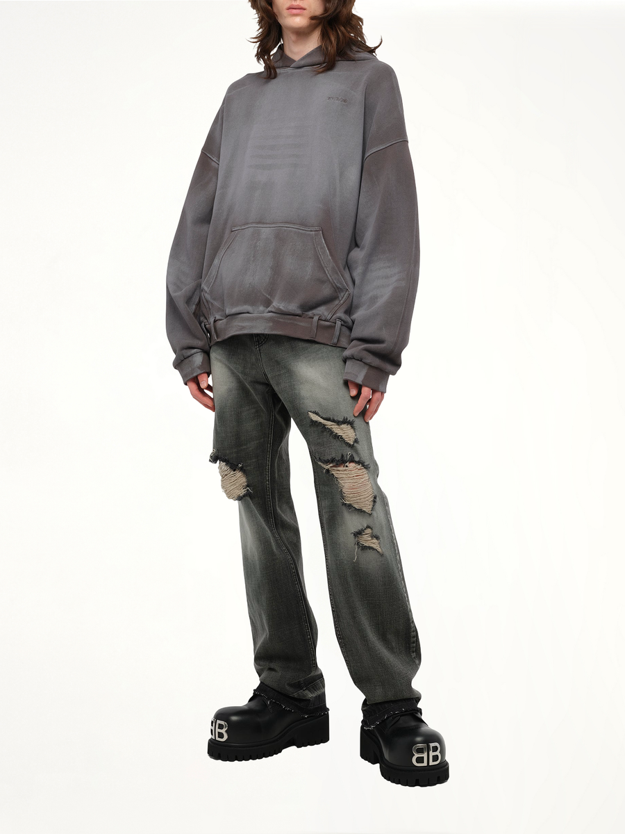 Spray Washed Hoodie in Charcoal
