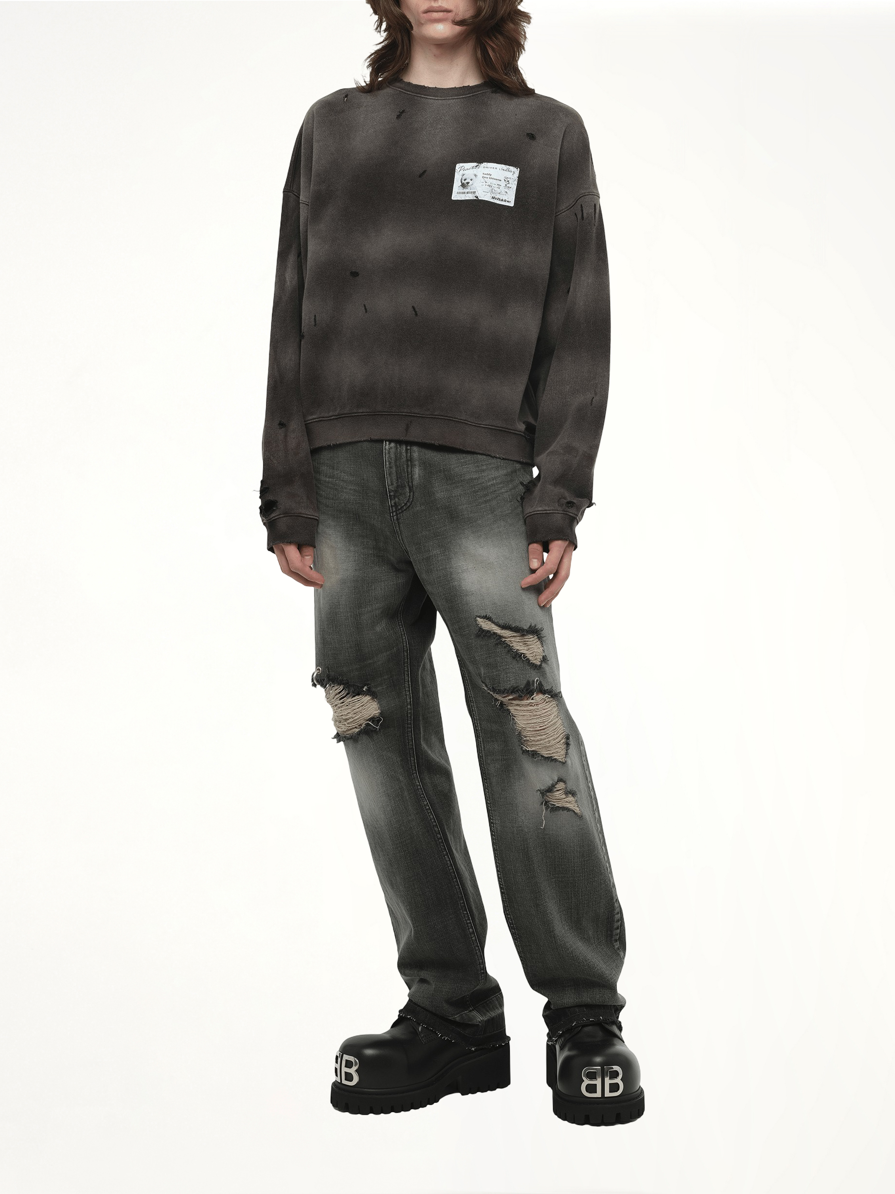 Peaches Print Sweatshirt in Charcoal