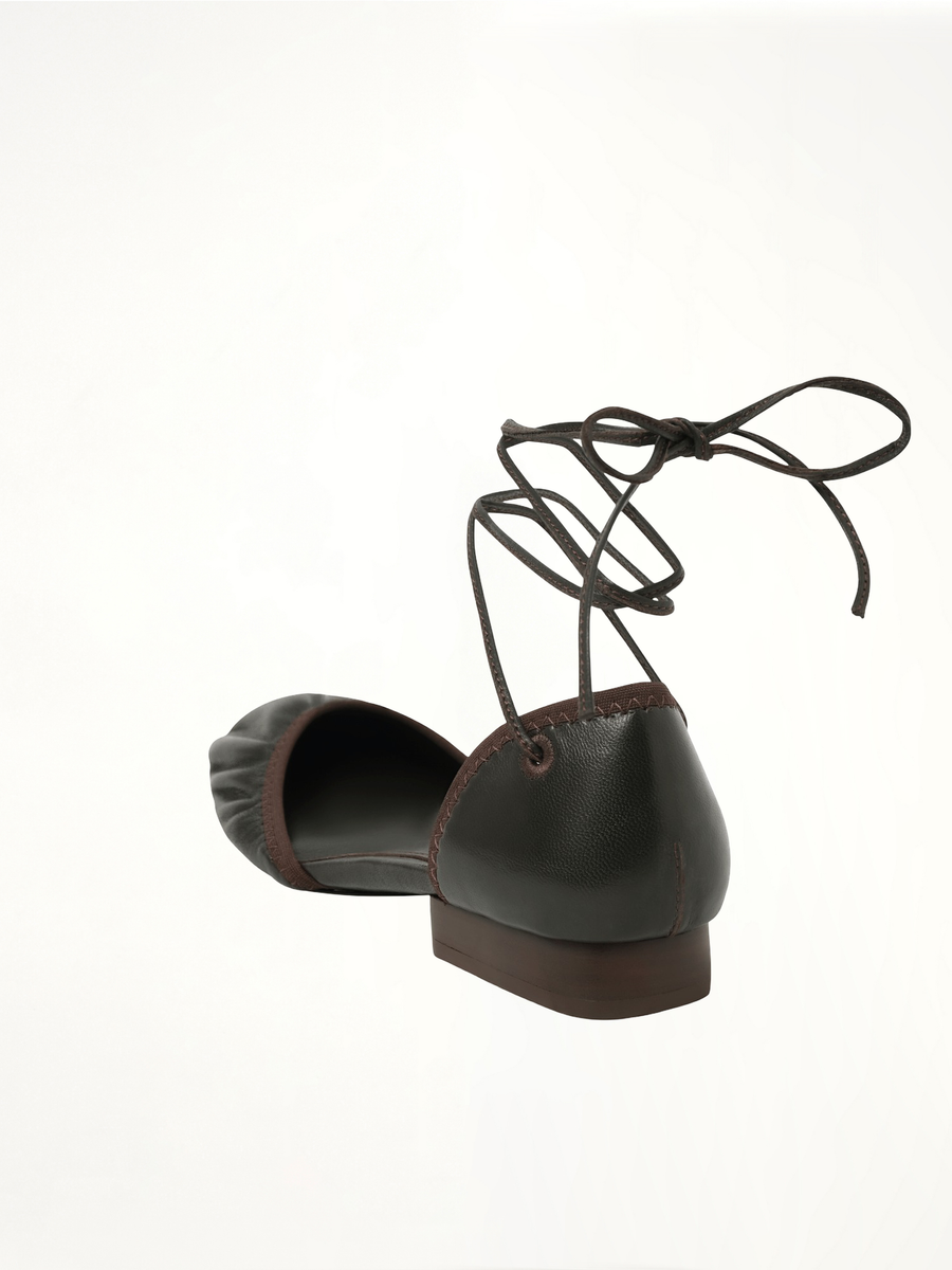 Micro Ballerina Flat in Dark Chocolate Back View | LEMAIRE