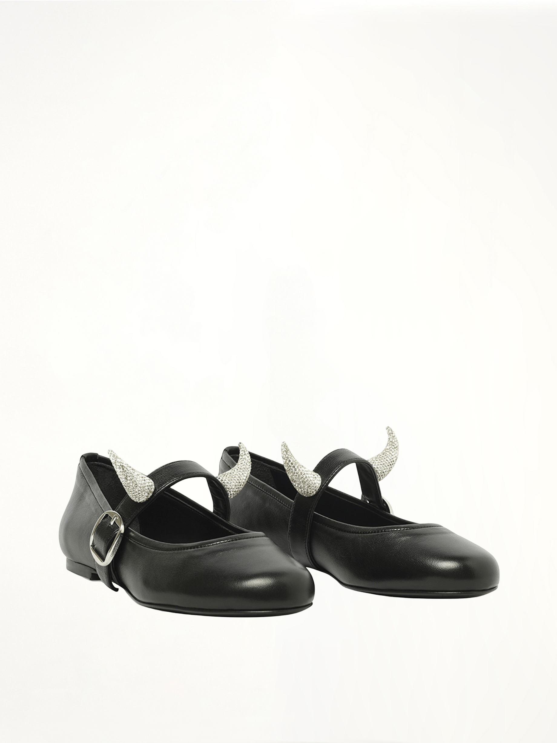 Disney x Coperni Horn Ballerina Belt Flat in Black Front View | COPERNI