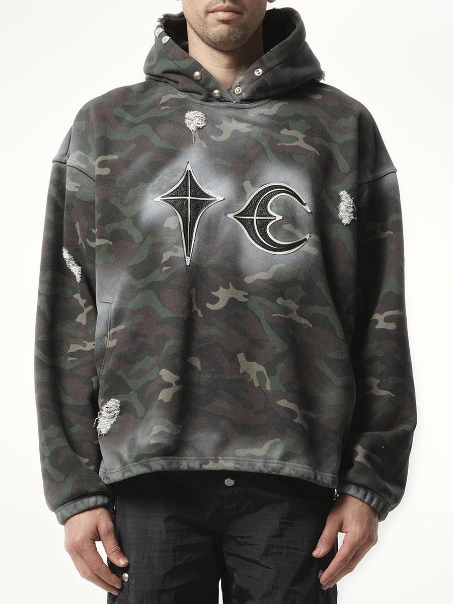 Thug Club Sprayed Camoflage Rock Hoodie in Camo