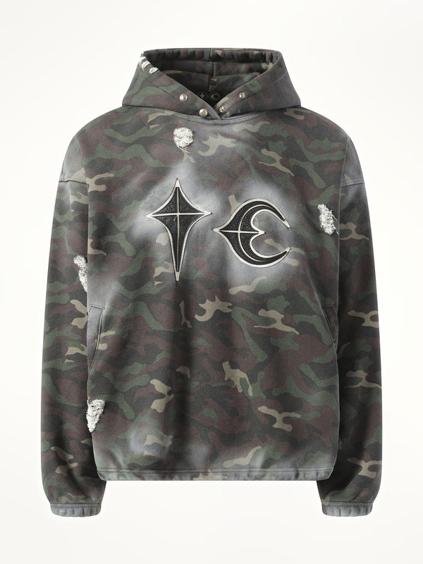 Thug Club Sprayed Camoflage Rock Hoodie in Camo