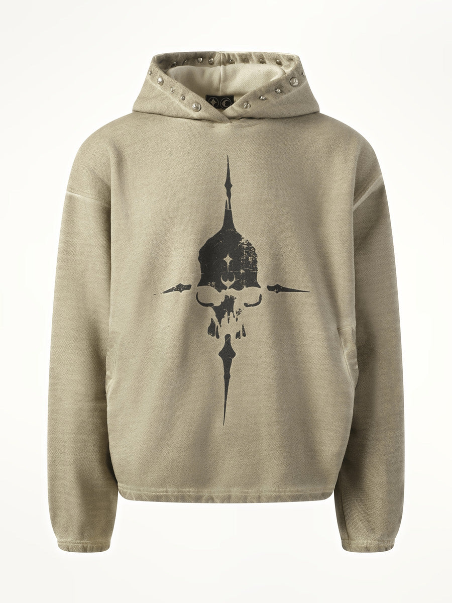 Thug Club Peace Stud Hoodie in Beige