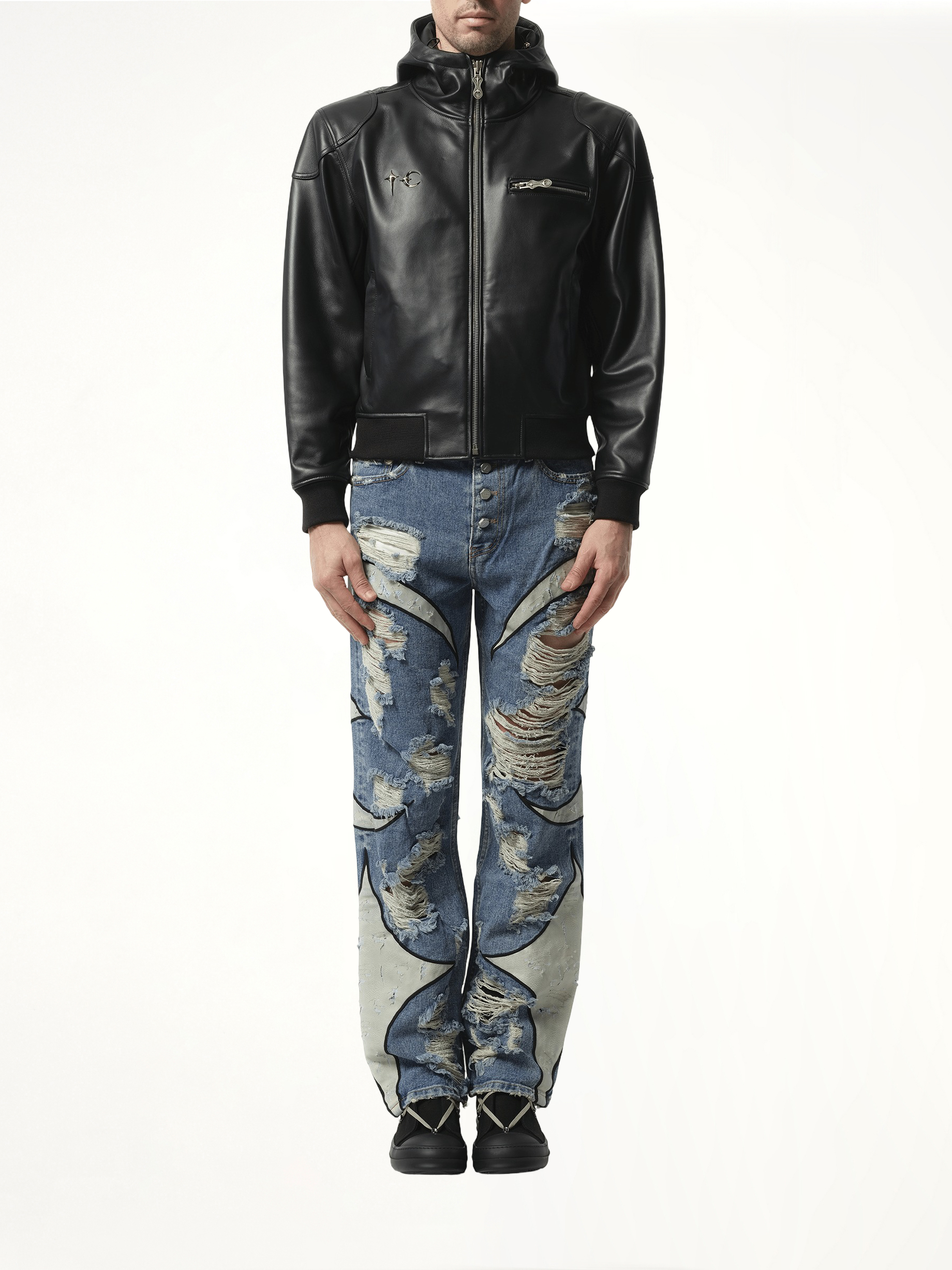 Slim Rock Leather Jacket in Black