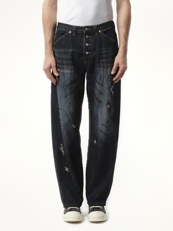 Thug Club Burn Down Denim Pants in Blue