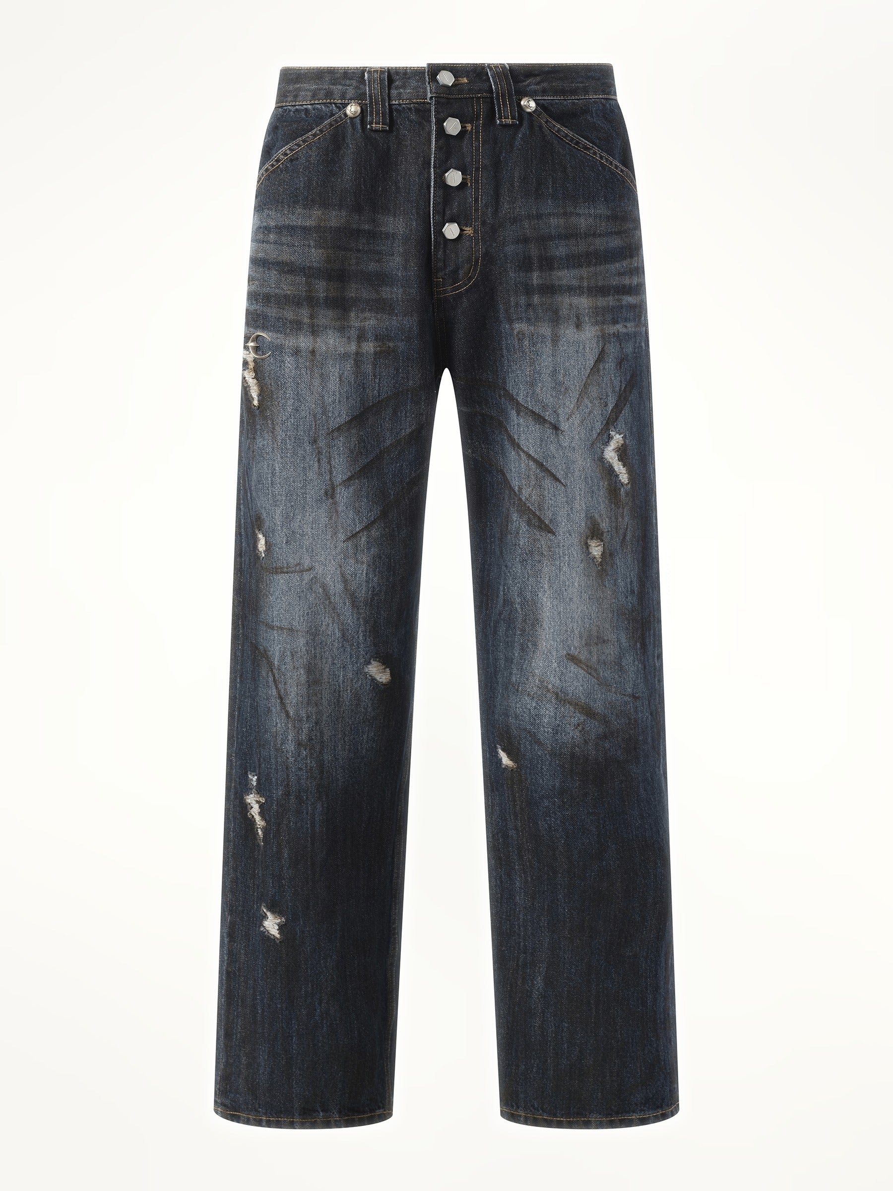 Thug Club Burn Down Denim Pants in Blue