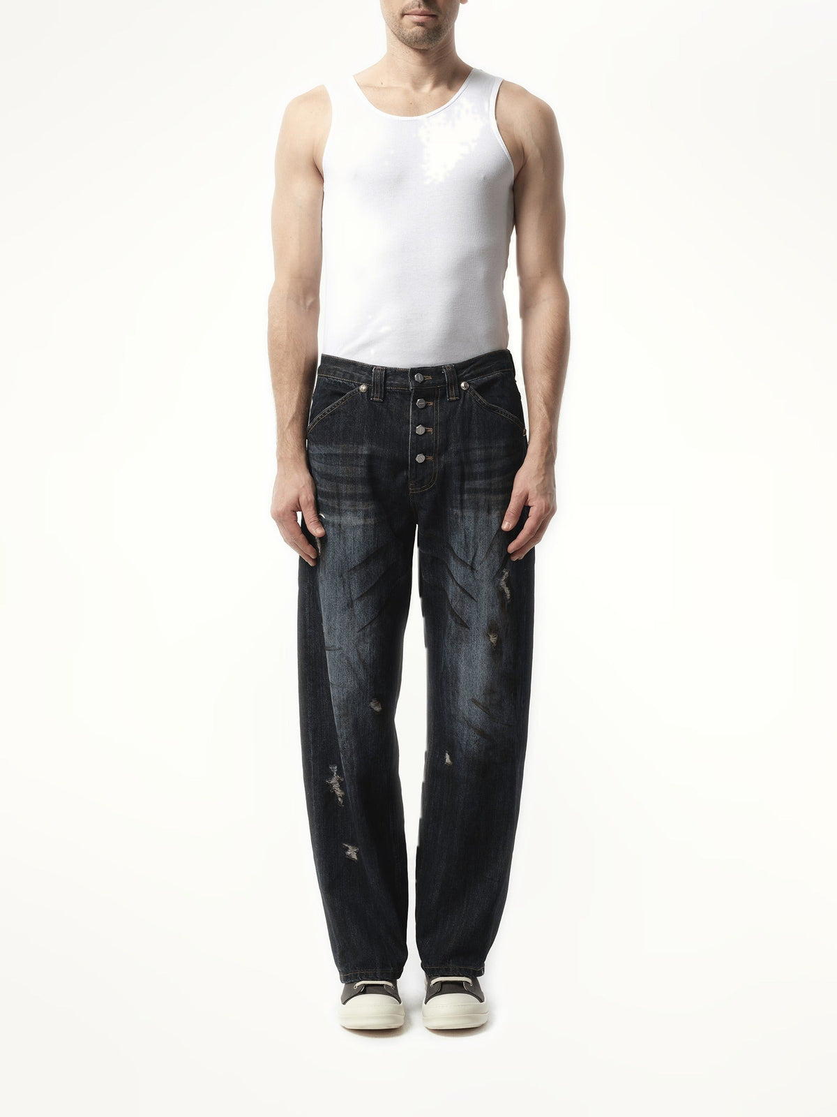 Thug Club Burn Down Denim Pants in Blue