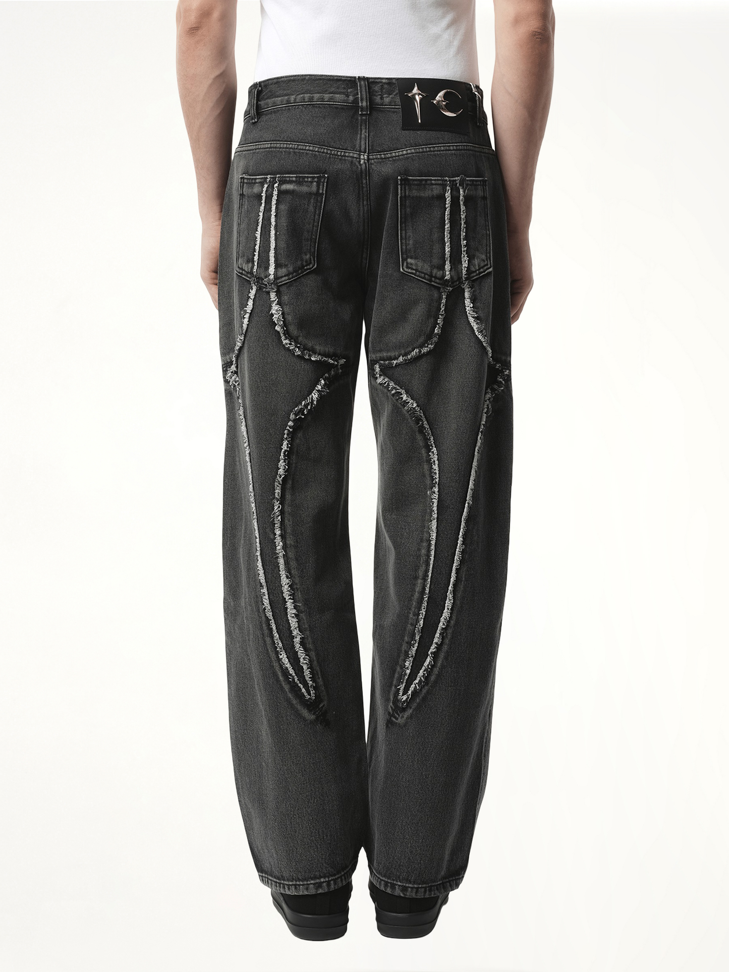 Tribal Denim Pants in Black