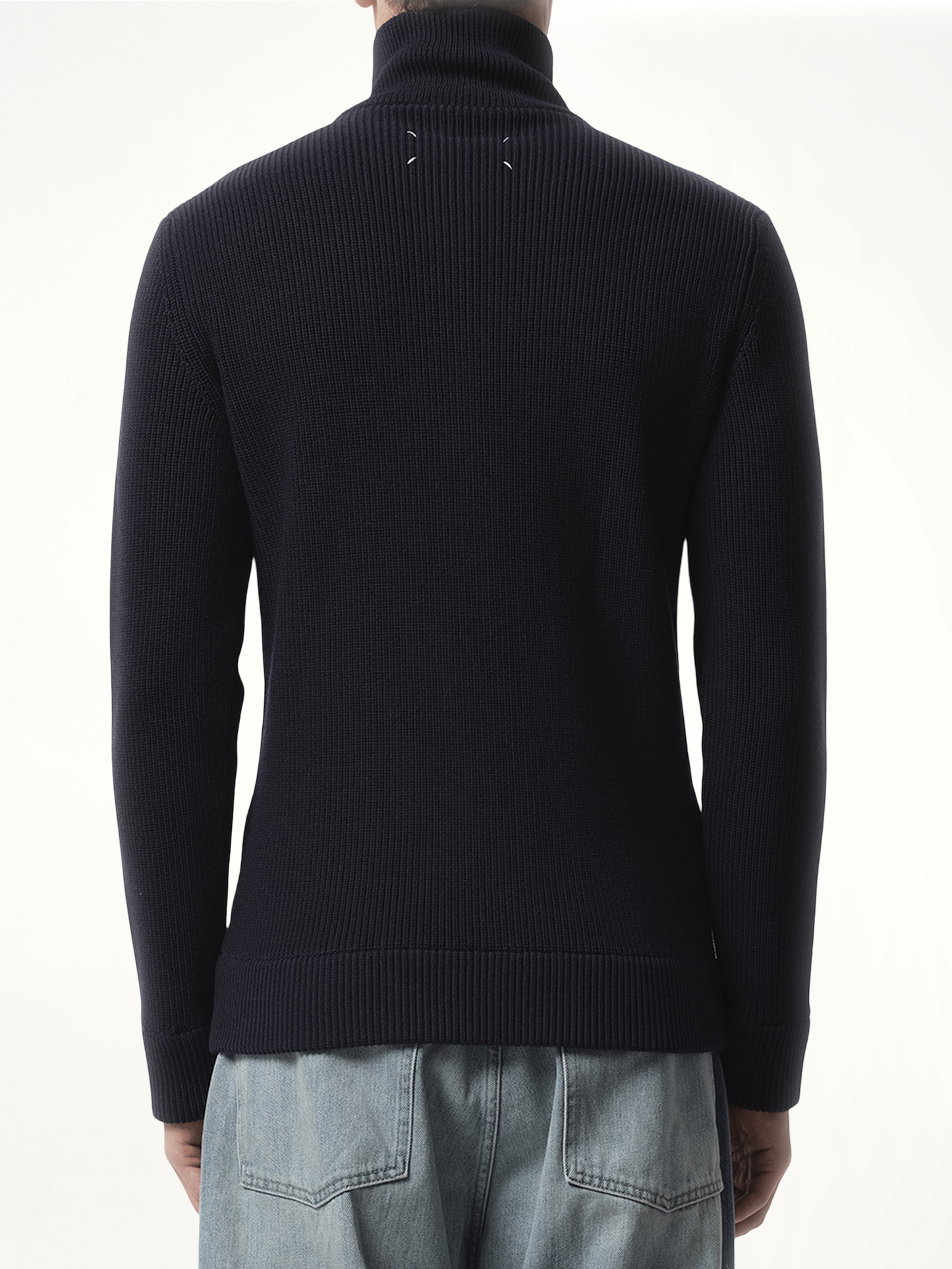 English Rib Zip Cardigan in Navy