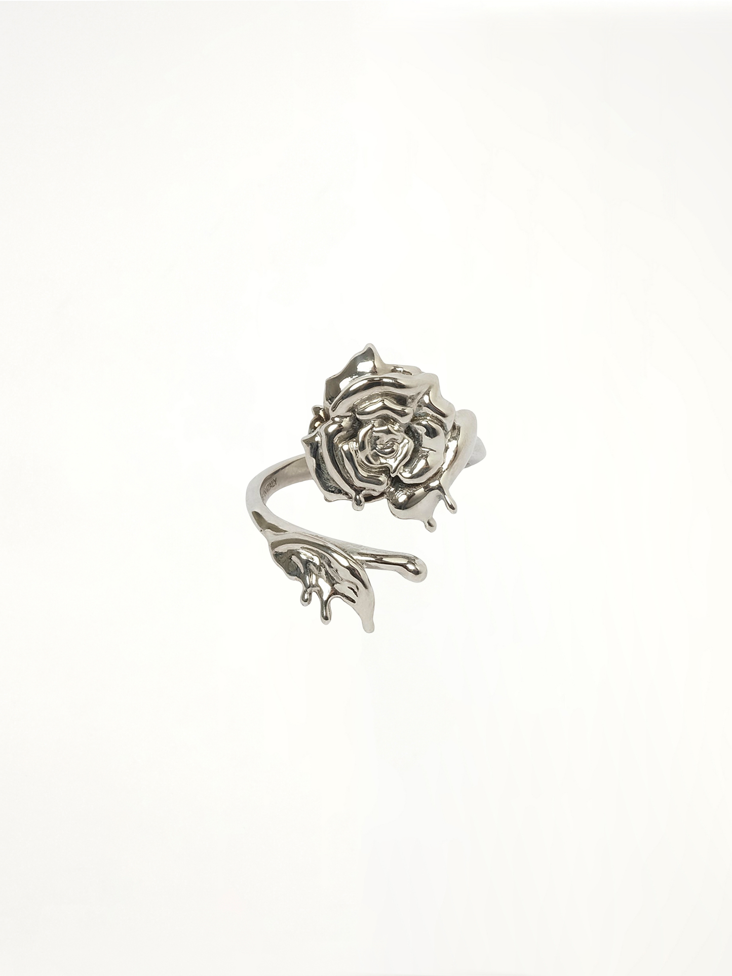 Dipped Rose Ring in Antique Silver
