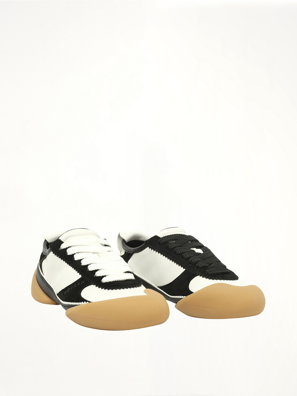 Flexion Sneaker in White/Black/Brown Front View | ALEXANDER MCQUEEN