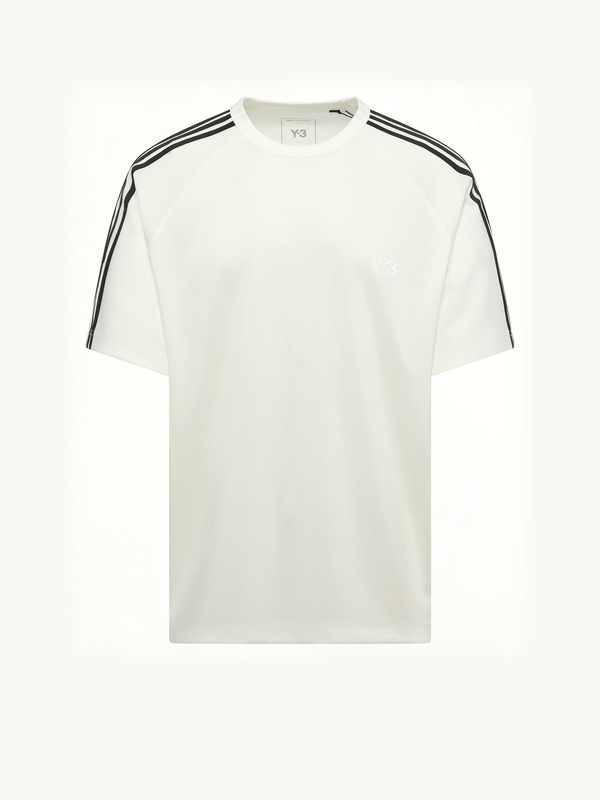 Wire Stripe Short Sleeve T-Shirt in White