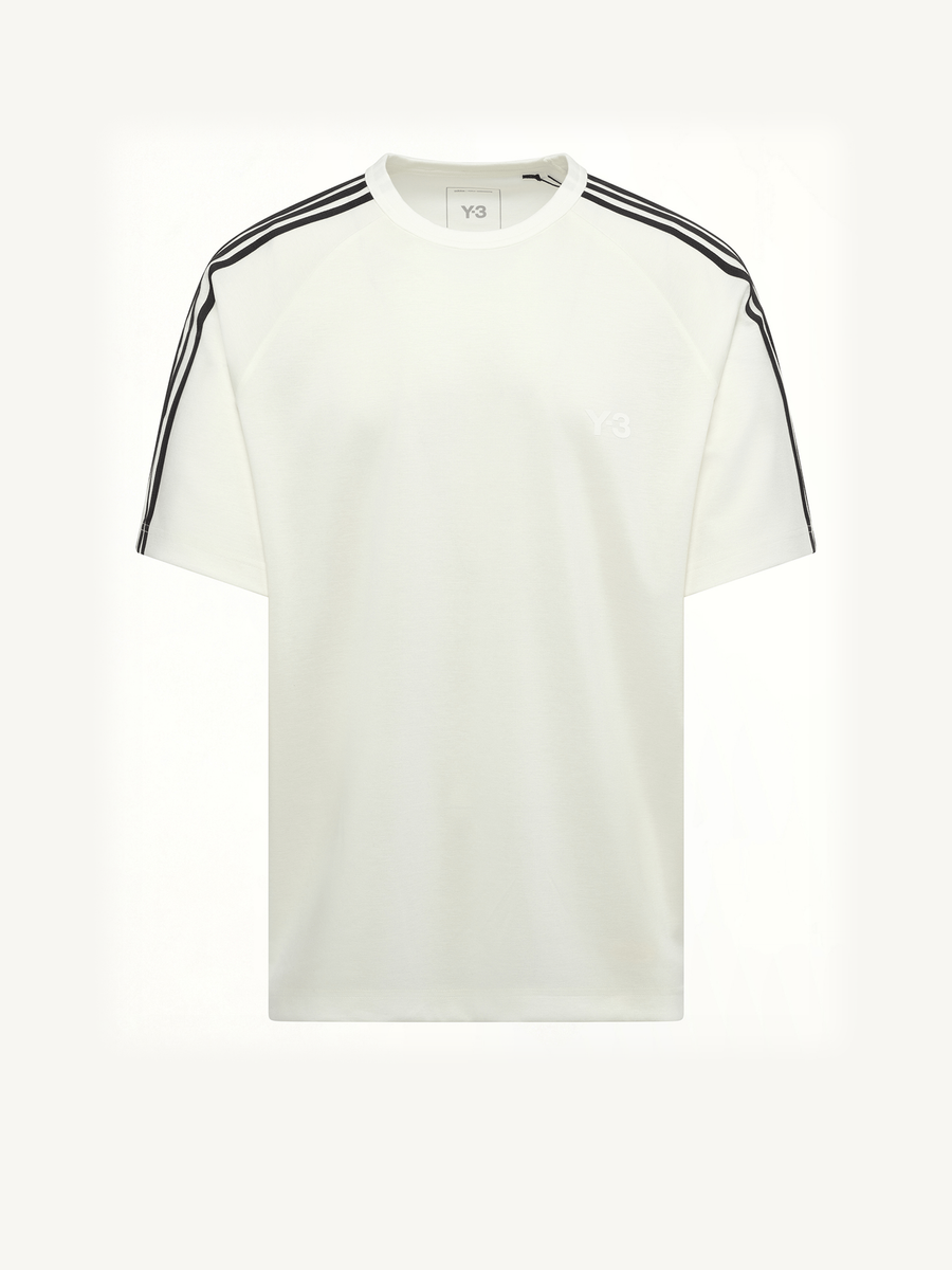 Wire Stripe Short Sleeve T-Shirt in White