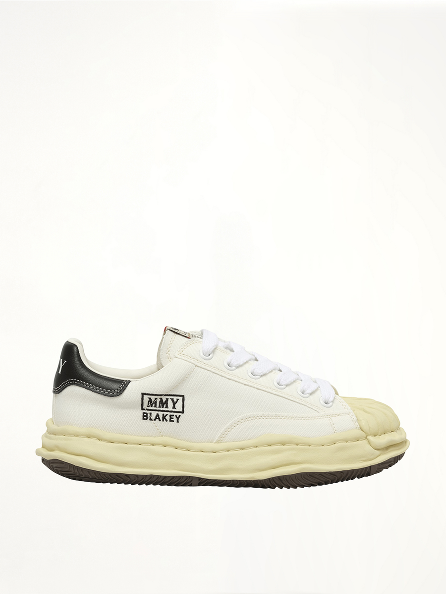 Blakey OG Vintage Leather Low Sneaker in White Side View | MAISON MIHARA YASUHIRO
