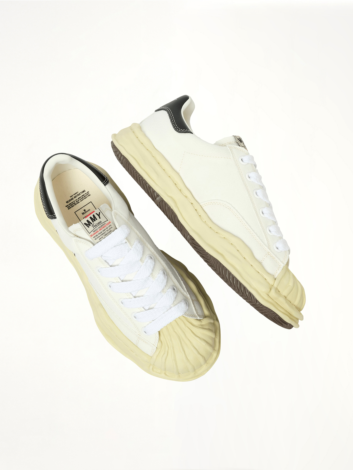 Blakey OG Vintage Leather Low Sneaker in White Back View | MAISON MIHARA YASUHIRO