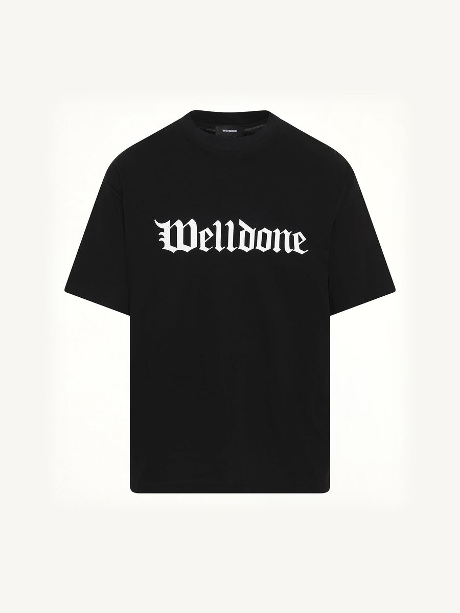 Gothic Logo Short-Sleeved T-Shirt in Black