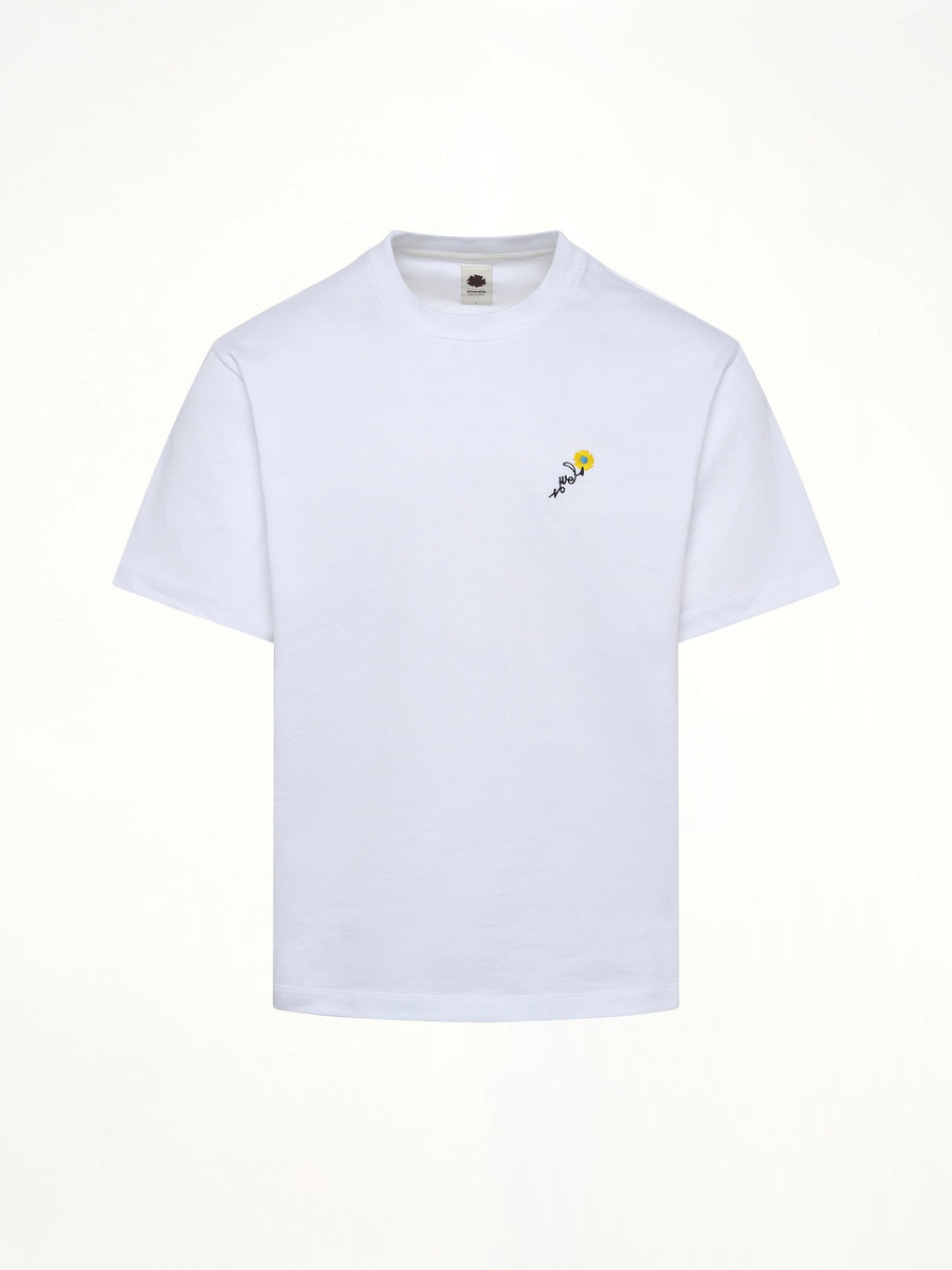 Floral Embroidered T-Shirt in White