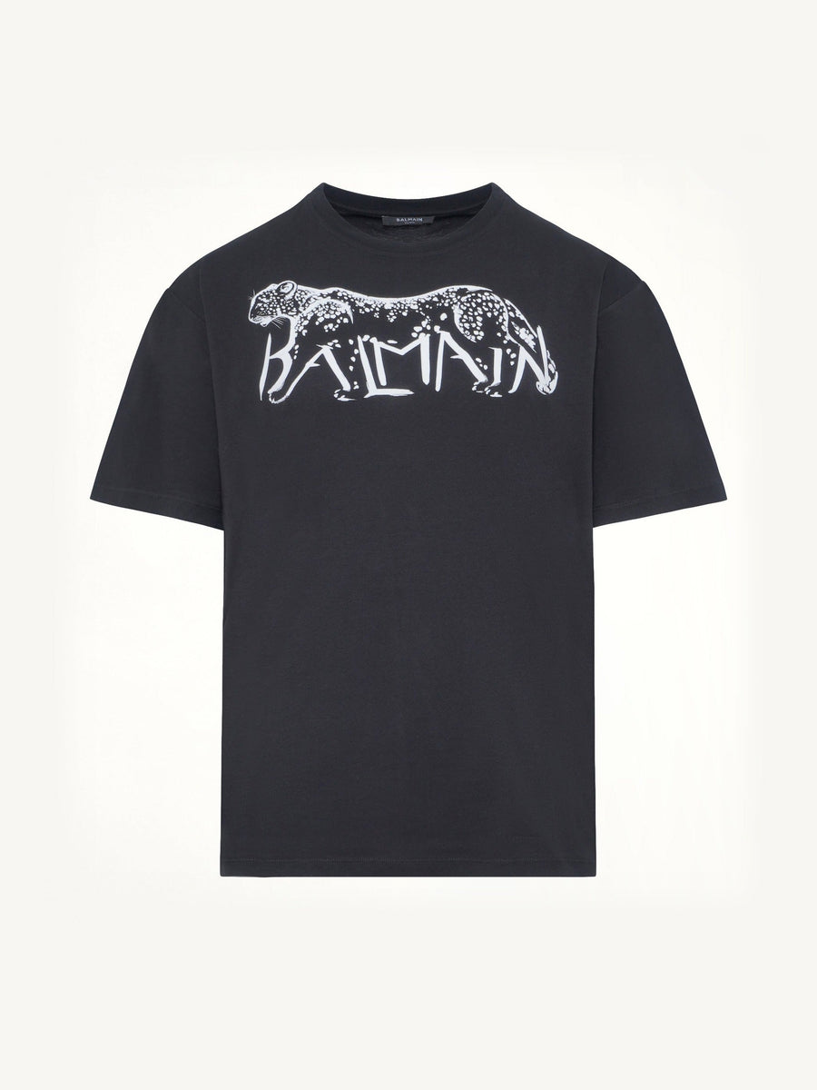 Leopard Print T-Shirt in Black/White