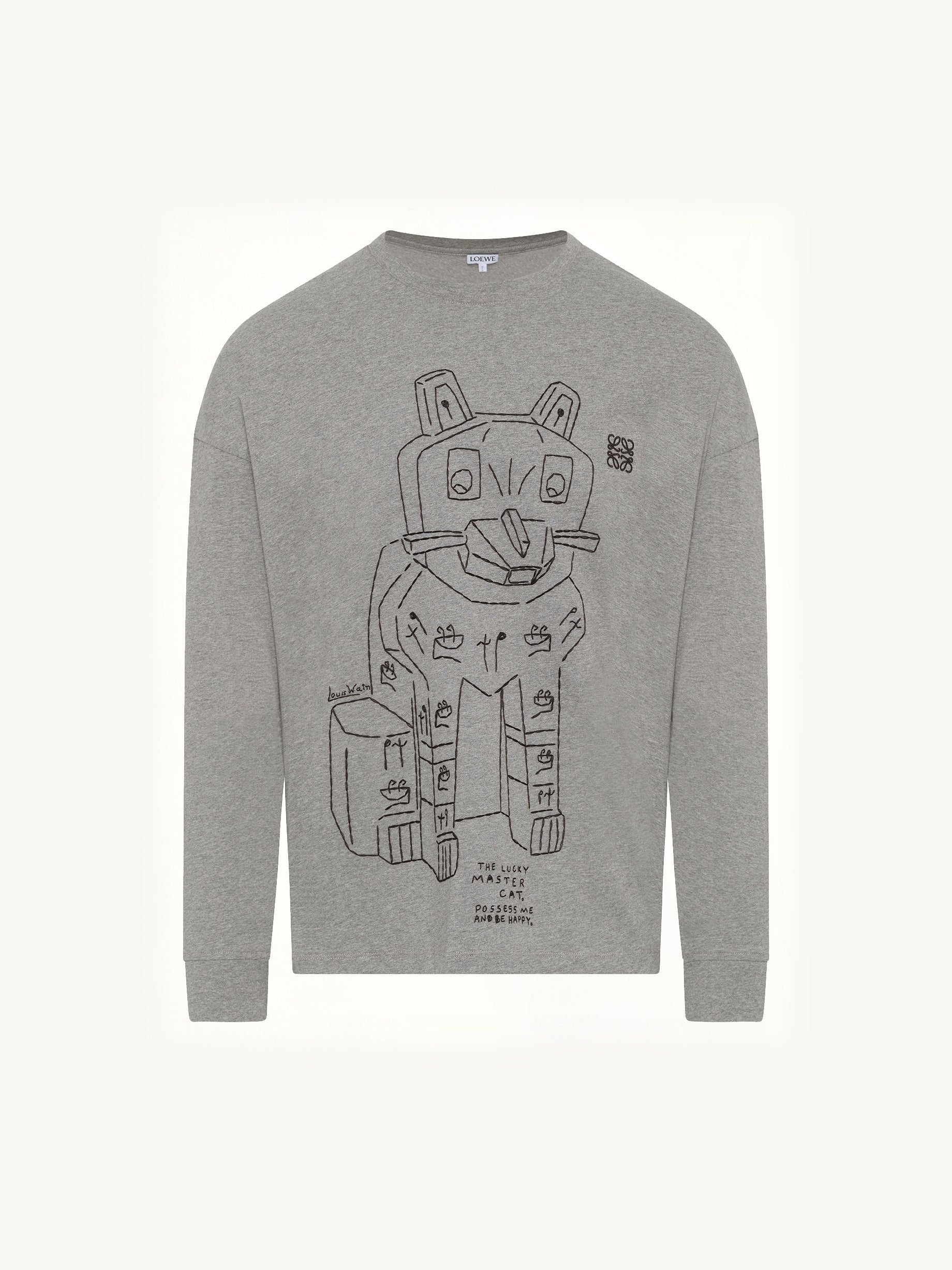 Louis Wain Long Sleeve T-Shirt in Grey Melange