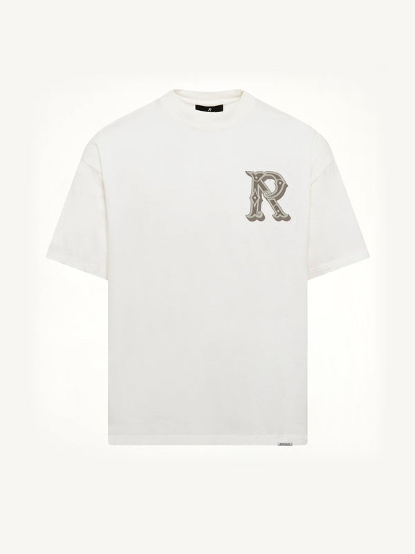 Western Initial T-Shirt in Flat White