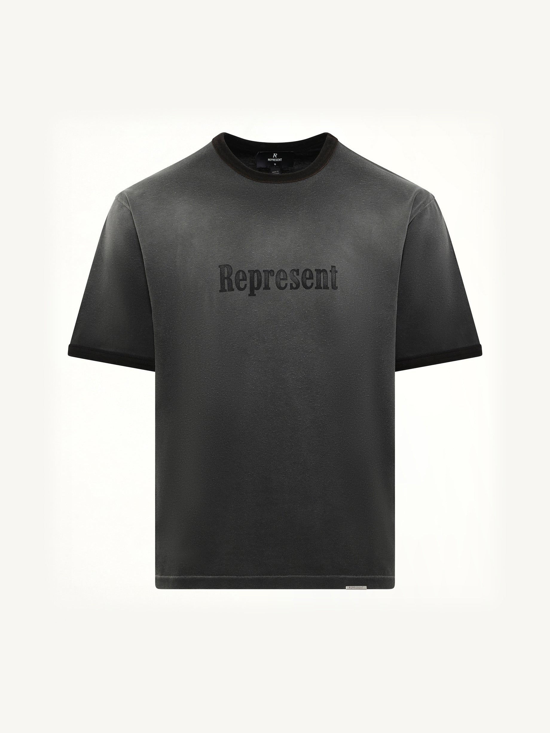 Represent Ringer T-Shirt in Stained Black