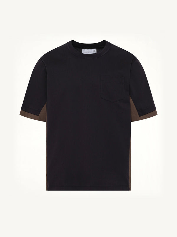 Cotton Typewriter x Cotton Jersey T-Shirt in Navy/Taupe