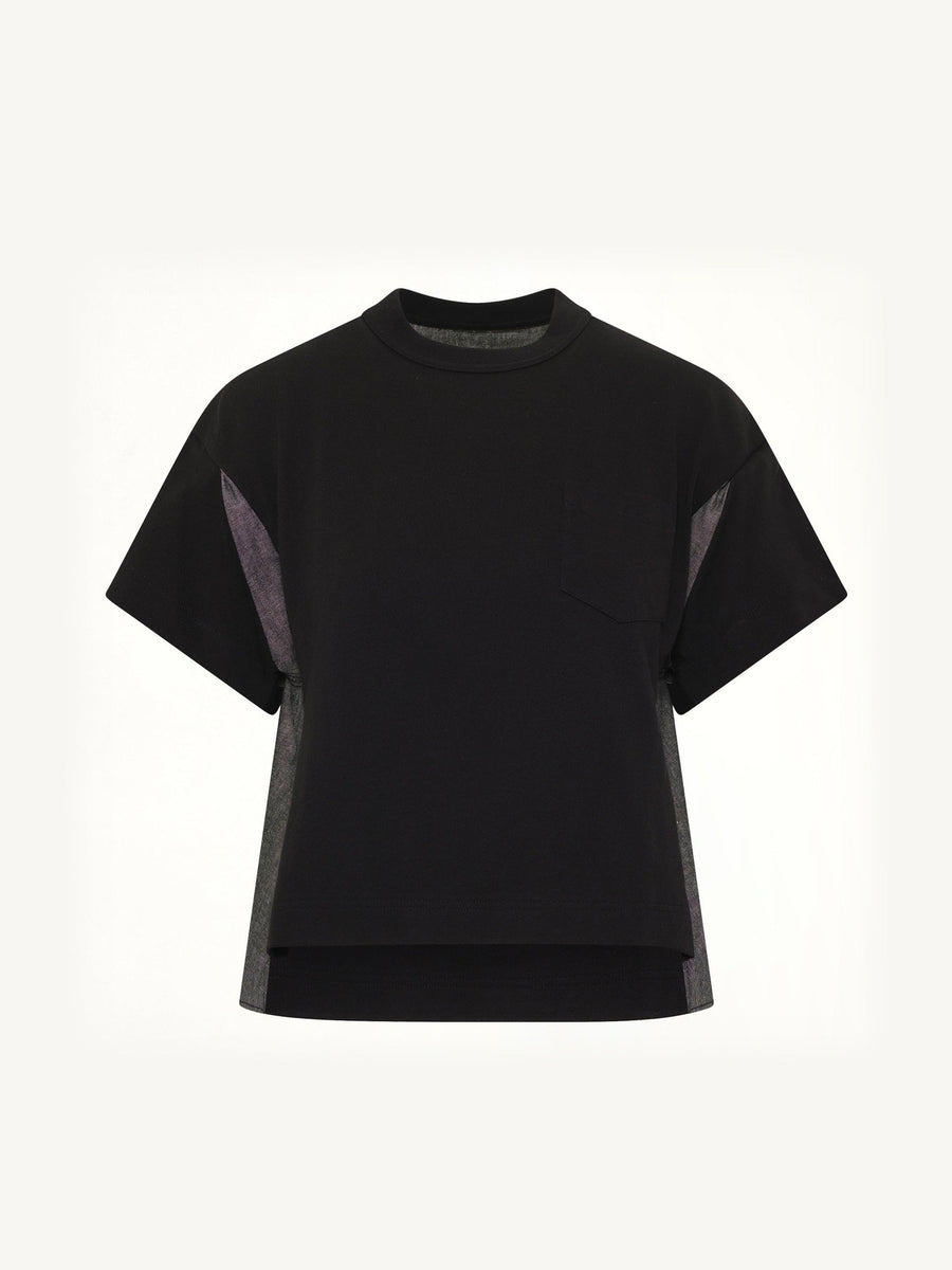 Light Weight Denim x Poplin Jersey T-Shirt in Black