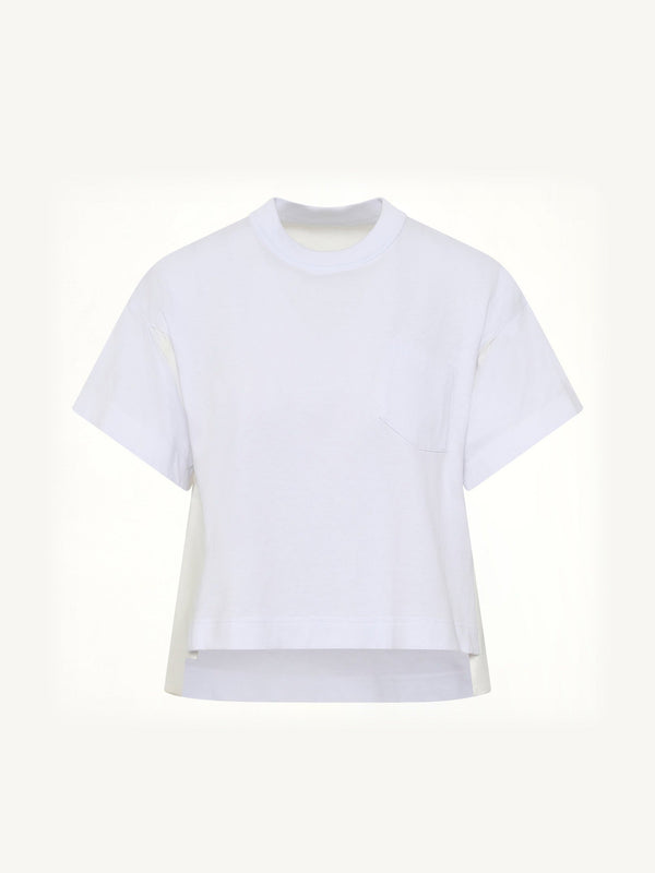 Light Weight Denim x Poplin Jersey T-Shirt in White