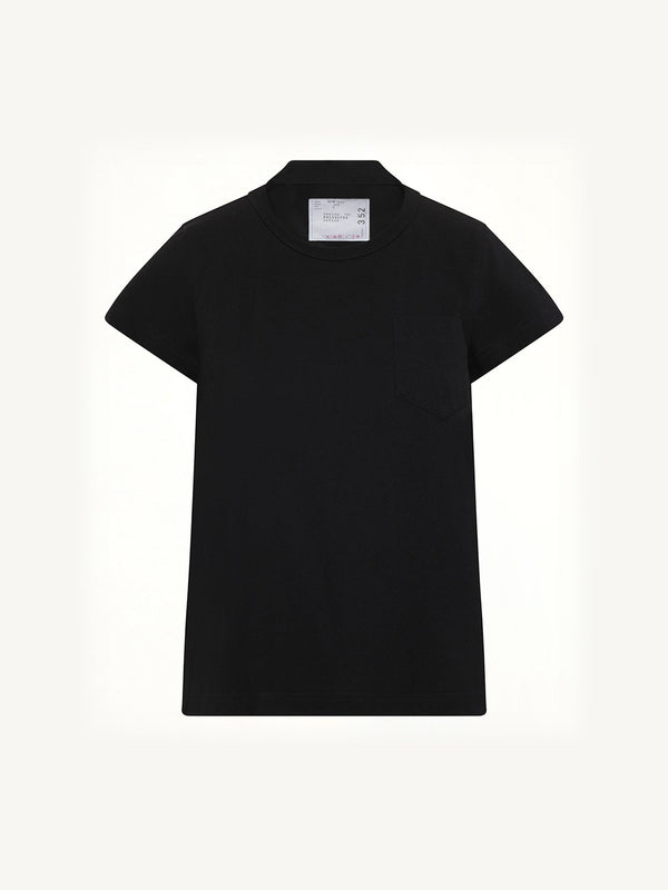 Cotton Poplin x Cotton Jersey T-Shirt in Black