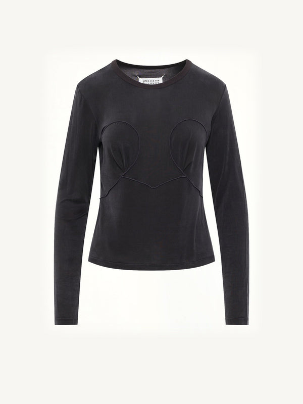 Cut-out Long Sleeve T-Shirt in Black