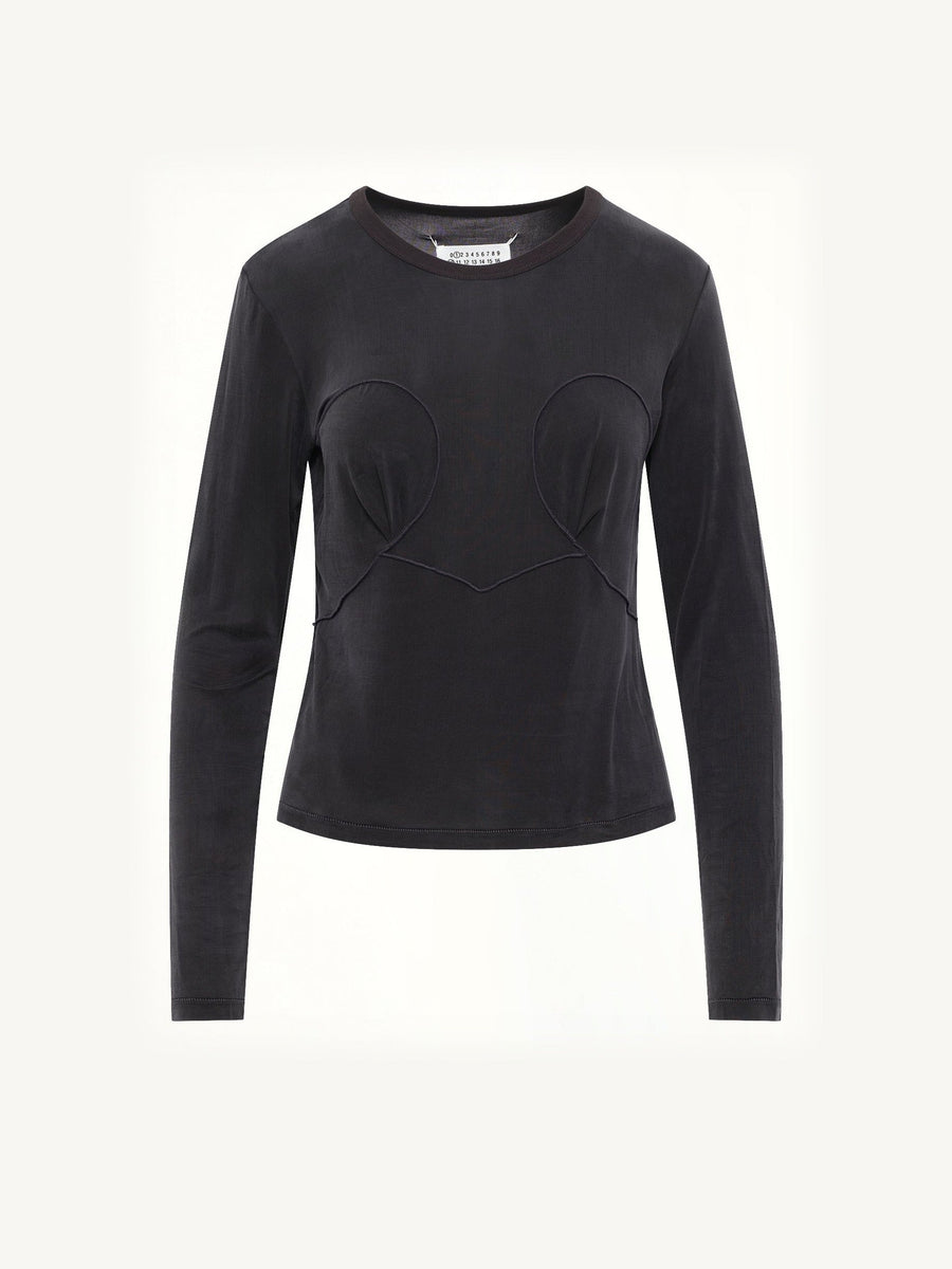 Cut-out Long Sleeve T-Shirt in Black