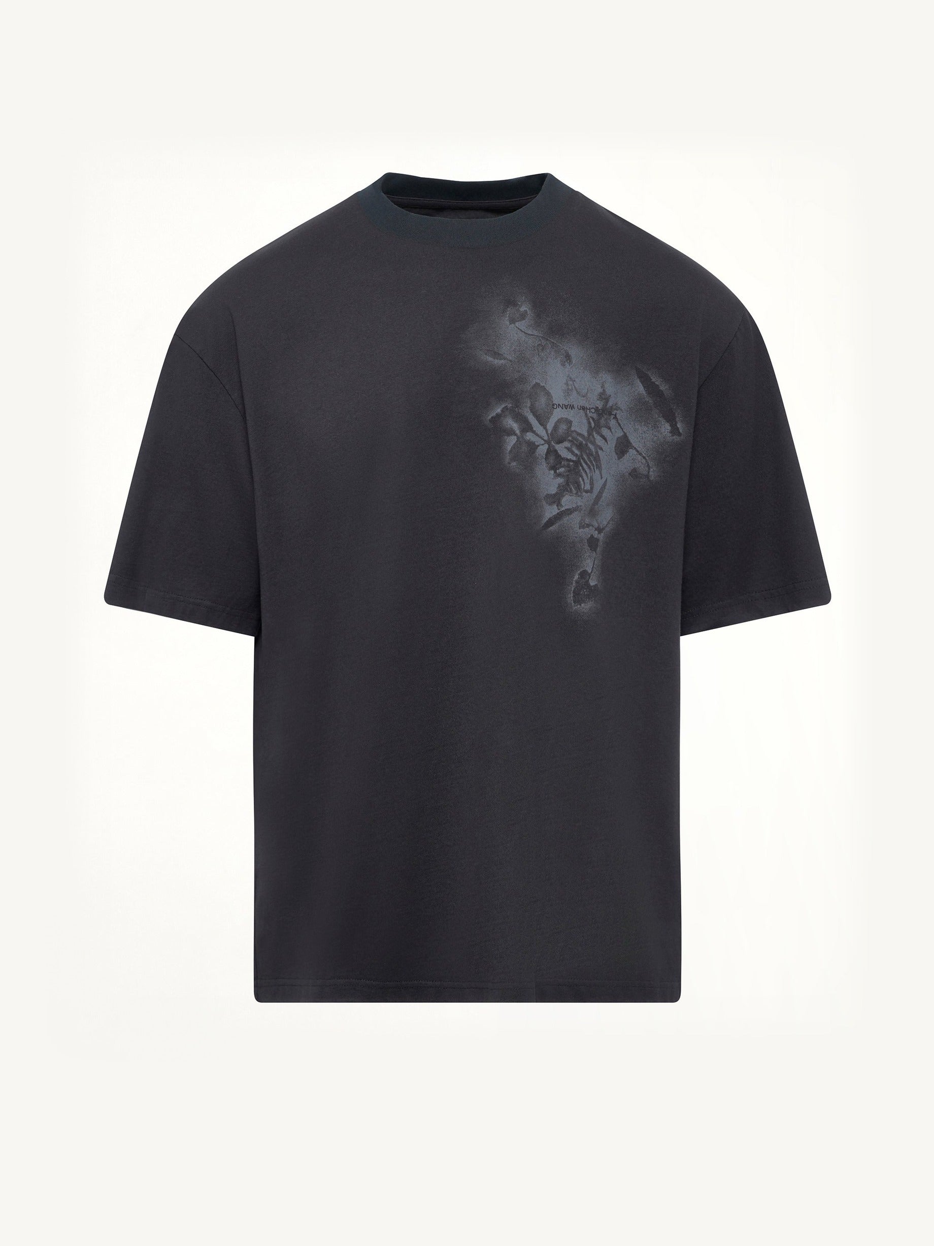 Spray Painted Plants Dye T-Shirt in Black