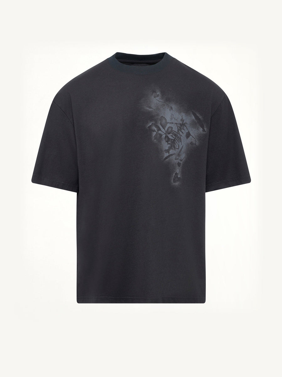 Spray Painted Plants Dye T-Shirt in Black