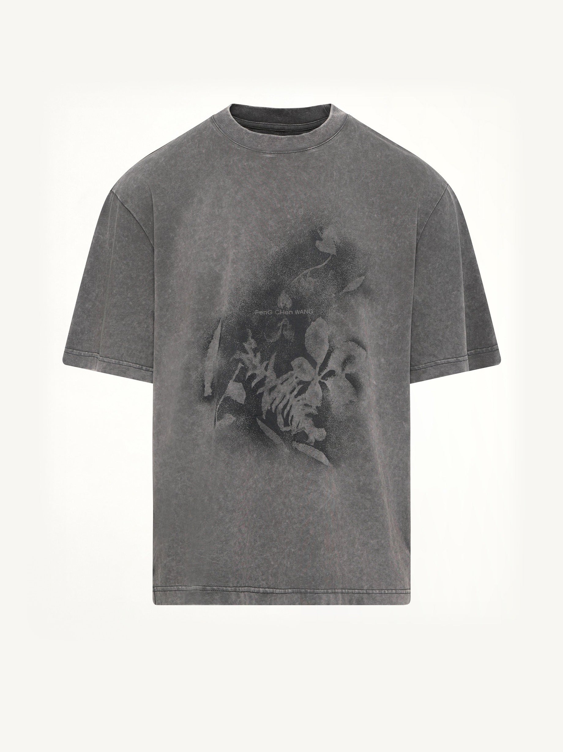 Spray Painted Plant T-Shirt in Grey