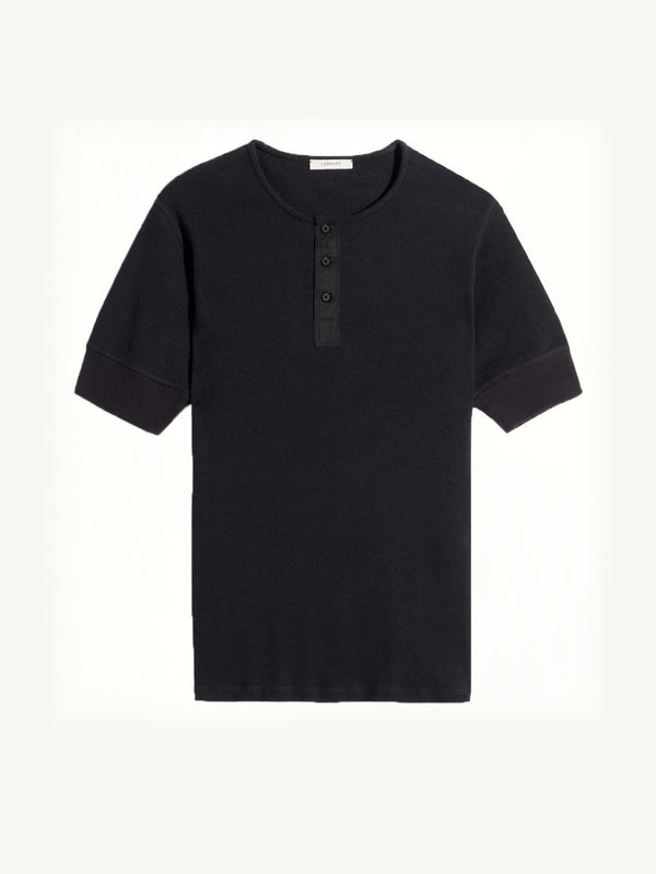 Rib Henley Top in Black