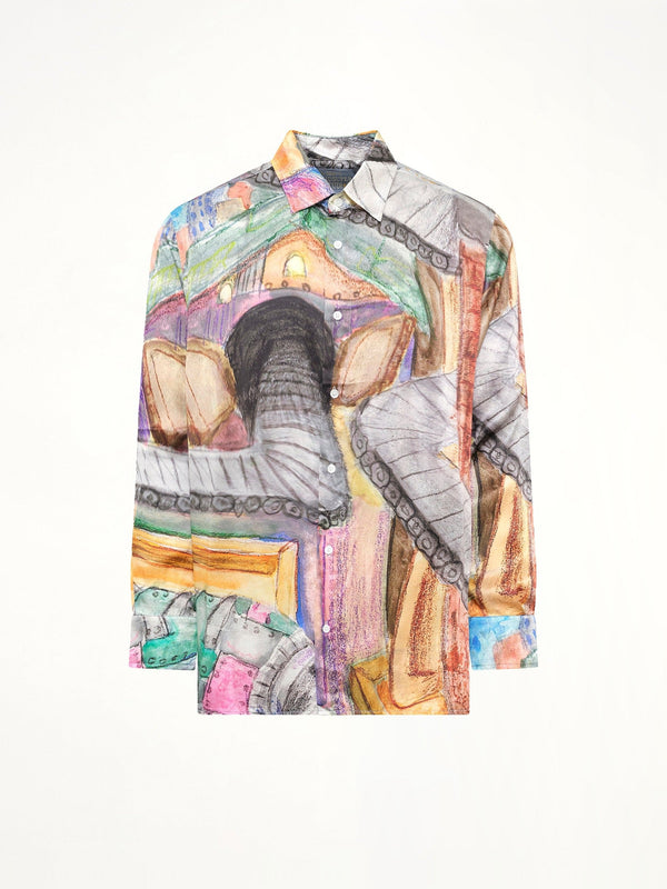Book Page Silk Shirt in Multicolour