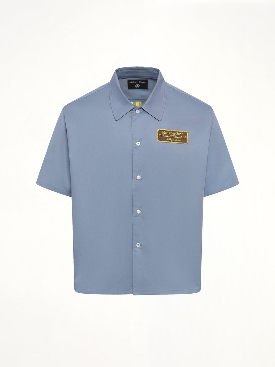 Kidsuper X Mercedes Benz Cropped Work Shirt in Blue