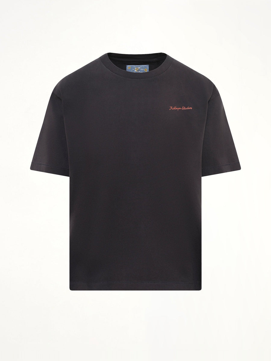 Dove Pattern T-Shirt in Washed Black