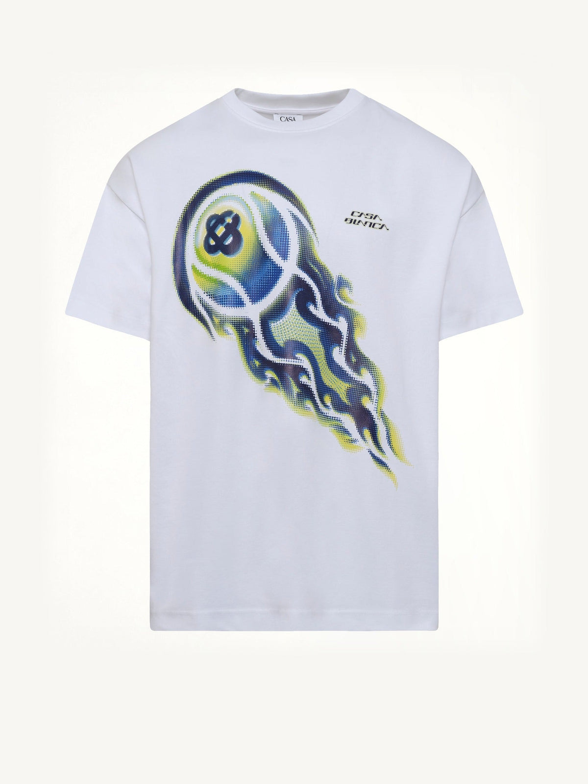 Flaming Tennis Ball Oversized T-Shirt in White