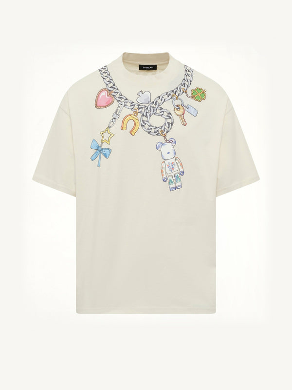 Bearbrick Print Cotton T-Shirt in Natural Raw