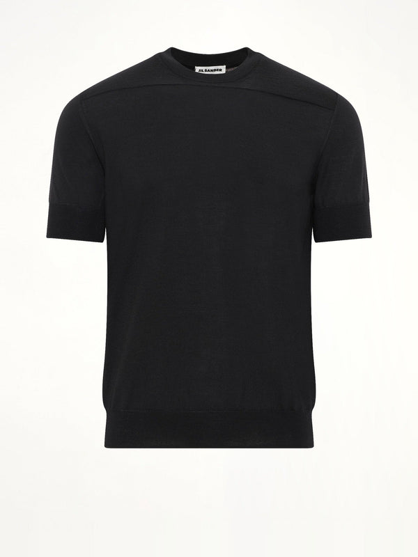 Fine Merino Knit T-Shirt in Black