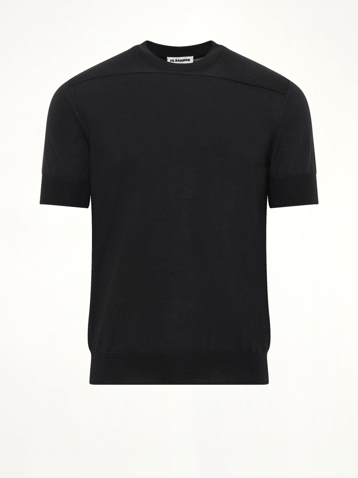Fine Merino Knit T-Shirt in Black