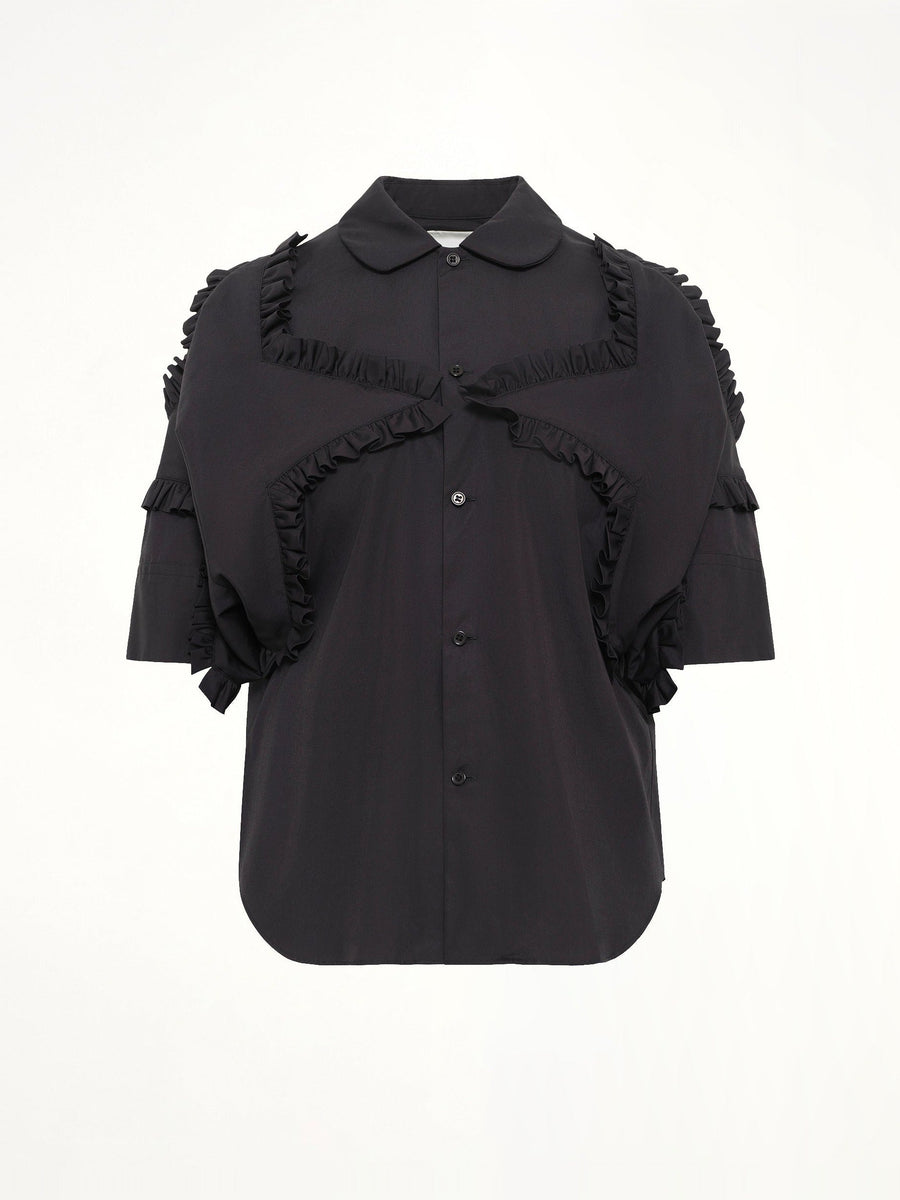 Star Embroidery Shirt in Black